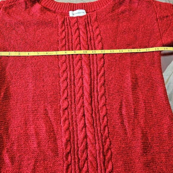 NWT Liz Claiborne Cabaret Red Crew Tunic Oversized Sweater Size Small - Picture 11 of 13